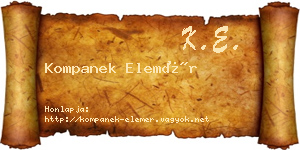 Kompanek Elemér névjegykártya